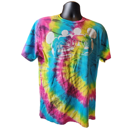 Disney Neff Shirt Mens Medium Mickey Short Sleeve Retro Streetwear Bold Tie Dye - Picture 7 of 9